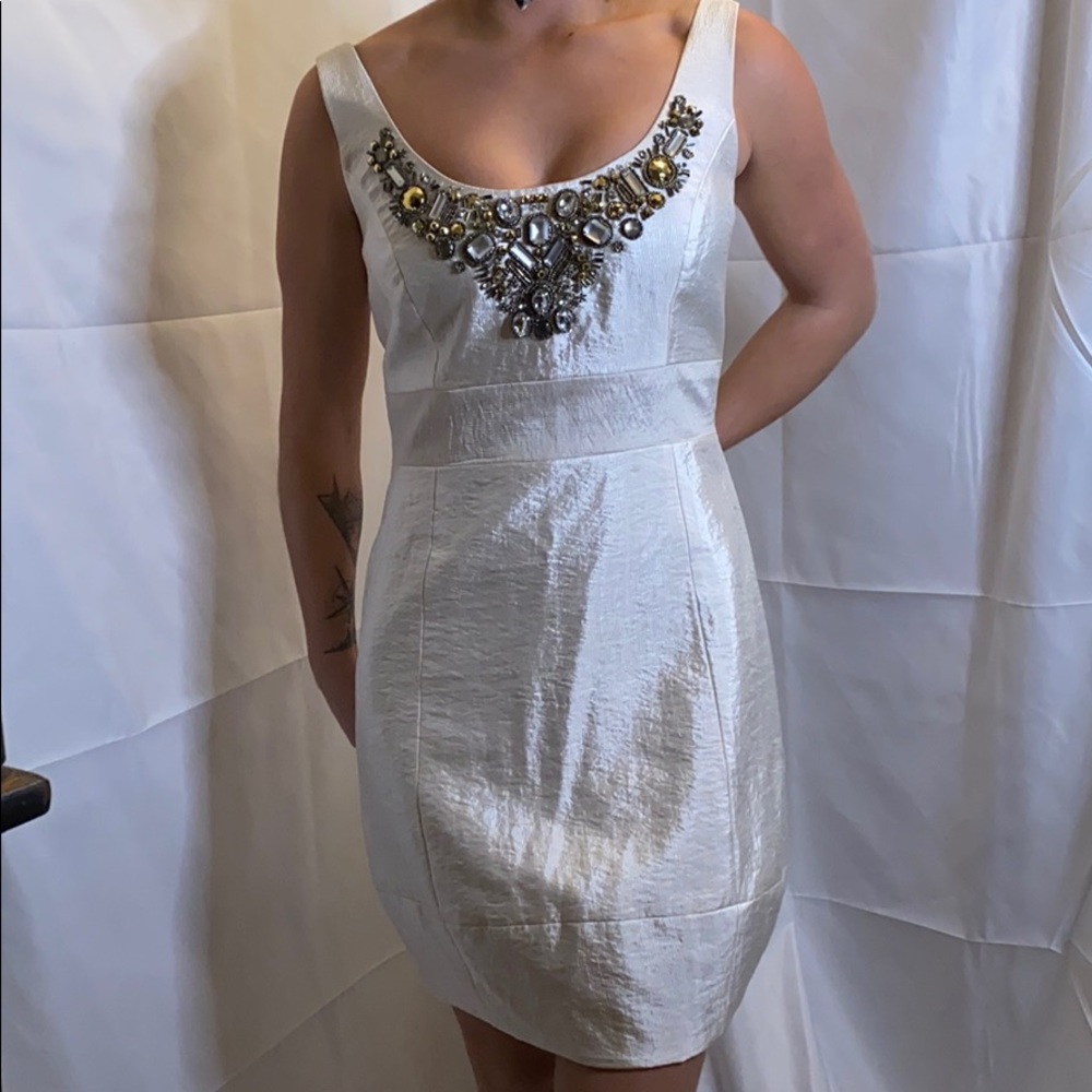 Off white dress beading